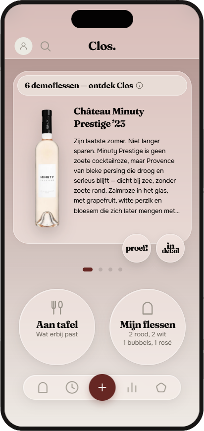 Startscherm met rode cirkel om de Profielknop